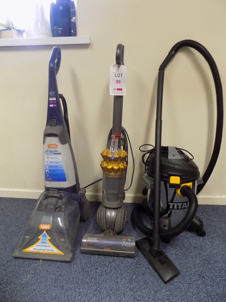 DYSON DC50 upright vacuum cleaner, VAX Rapide carpet washer and TITAN