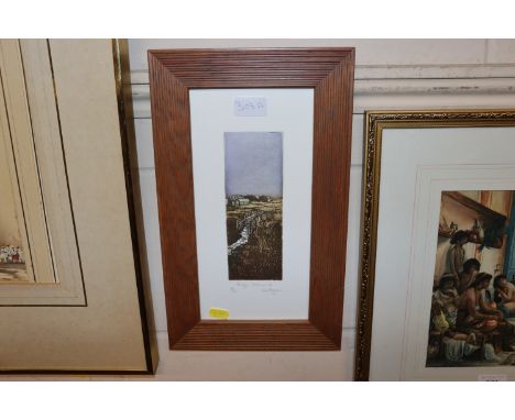 Joan Hodgkiss, "Bridge Walberswick" pencil signed limited edition etching 14/120