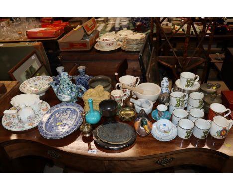 A large quantity of various decorative pottery and porcelain to include Minton "Haddon Hall," cake plate and bowl, Spode Lovi