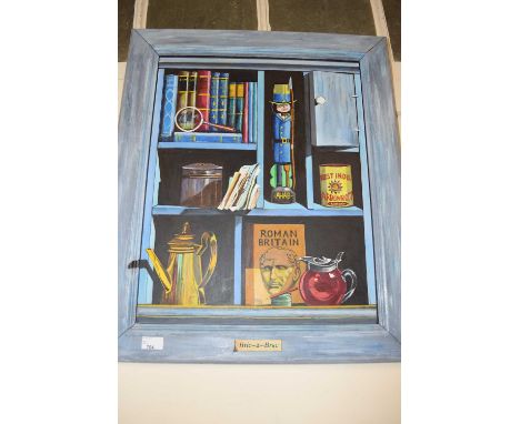 A R BEASLEY, STUDY 'BRIC-A-BRAC', OIL ON BOARD, SET IN A PAINTED FRAME, 70CM HIGH