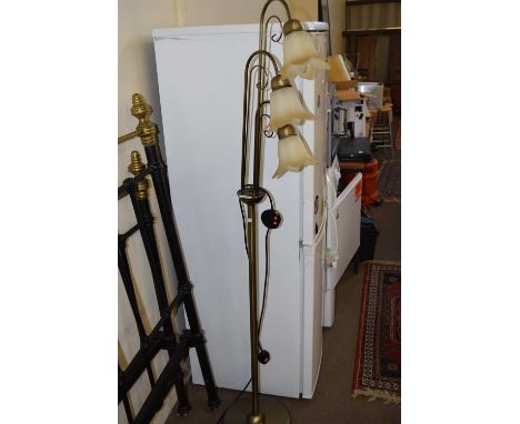 MODERN FLOOR STANDING THREE LIGHT LAMP WITH FLOWER SHAPED SHADES