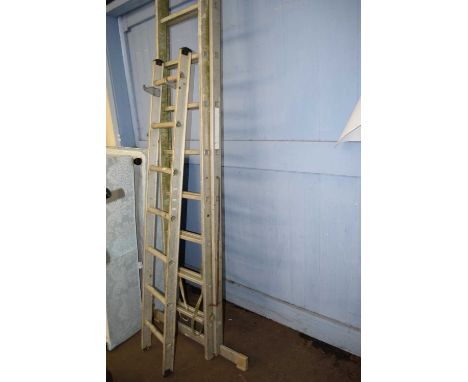 ALUMINIUM DOUBLE LADDER TOGETHER WITH A FURTHER SMALL LADDER