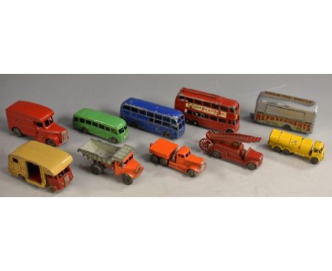 Matchbox Lesney Toys 1-75s - No 6 Quarry Truck, orange/red body, grey tipper, metal wheels; No 9 Dennis Fire Escape ladder, g