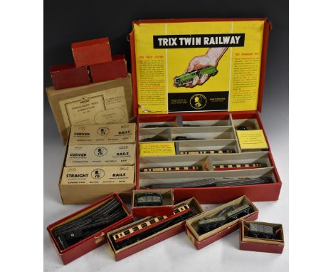 A Trix TTR 3 rail train set inc 4-6-0 engine and 6 wheel tender, BR Balck livery, Rn 41135, 0-4-0 locomotive and 4 whee ltend