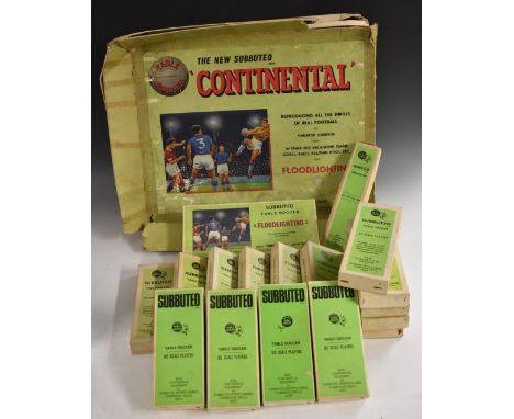 Subbuteo Table Football - a 1960s Continental Flood lighting box, flood lighting rig, half time score board, assorted teams c