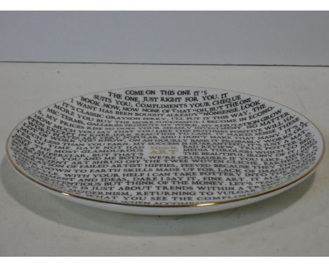Grayson Perry RA (b.1960) 100% Art Plate, 2020 fine china plate, with artist's seal printed to base, produced for The Holburn
