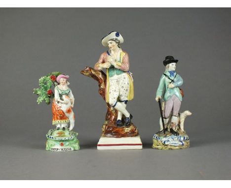 A Ralph Salt Pearlware Group, 'Shepherdiss' (sic), early 19th century, unmarked, 14cm high, together with a figure of a male 
