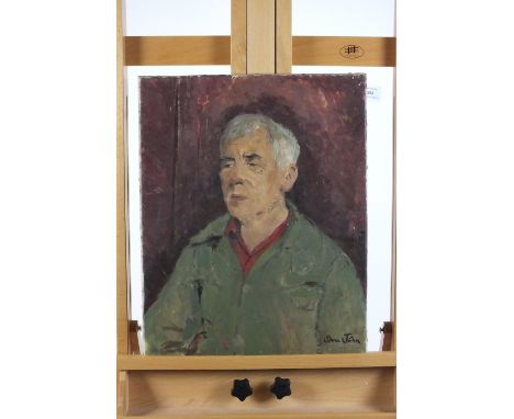 Sara John (Born 1946), Portrait of David John, inscribed verso and signed lower right, oil on canvas, 50 x 40cm, together wit