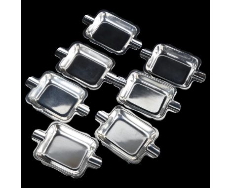 A set of 7 German silver ashtrays, by Wilkens, length 9.5cm, 5.7oz totalNo damage or repairs, only light surface wear, marks 