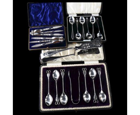 Various silver and silver plate, including cased set of teaspoons etcLot sold as seen unless specific item(s) requested 