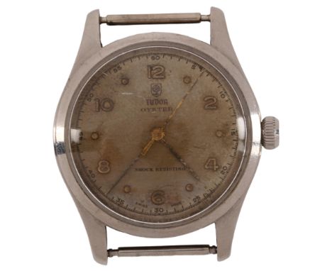 TUDOR - a Vintage stainless steel Oyster mechanical wristwatch head, ref. 4463, circa 1962, silver dial with eighthly Arabic 