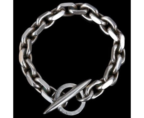 HERMANN SIERSBOL - a heavy Danish sterling silver cable link chain bracelet, length 20cm, 77.5gNo damage or repairs, only lig