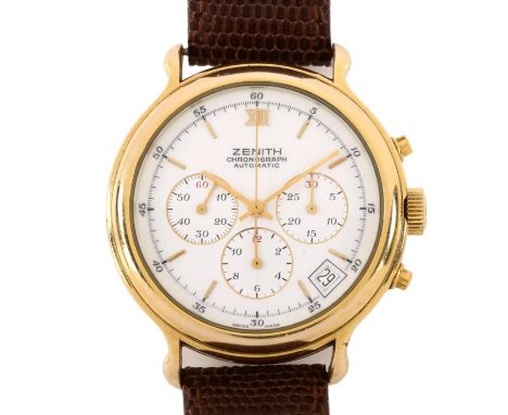 ZENITH - a gold plated El Primero automatic chronograph wristwatch, ref. 20.0020.435, white dial with gilt baton hour markers