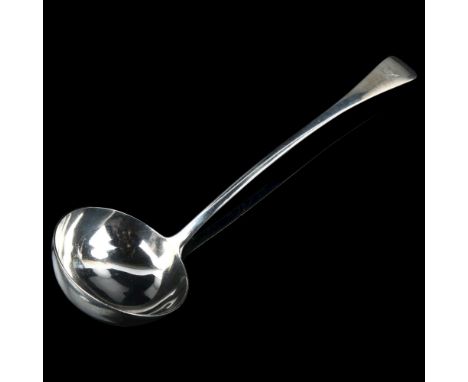 An Edwardian silver Old English pattern soup ladle, by Goldsmiths & Silversmiths Co Ltd, hallmarks London 1907, length 34cm, 