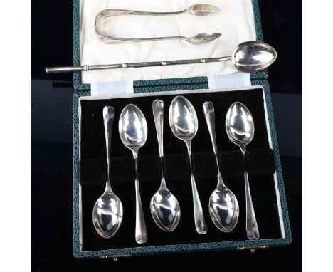 Various silver flatware, including Hong Kong bamboo cocktail stirrer, 3.6oz totalLot sold as seen unless specific item(s) req