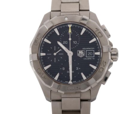 TAG HEUER - a stainless steel Aquaracer automatic chronograph bracelet watch, ref. CAY2110-0, black dial with luminous tapere