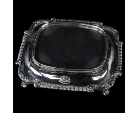 A George III silver teapot stand, shaped rectangular form with gadrooned rim, by Robert Hennell and Samuel Hennell, hallmarks