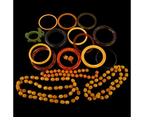 A quantity of Bakelite jewellery, including bead necklaces and banglesLot sold as seen unless specific item(s) requested 