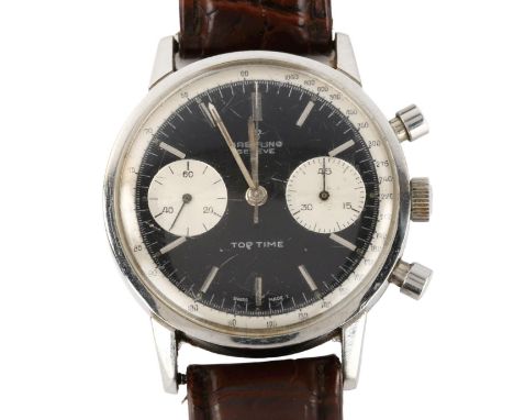 BREITLING - a Vintage stainless steel Top Time 'Thunderball' mechanical chronograph wristwatch, ref. 2002, circa 1965, black 