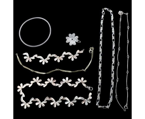 Various silver jewellery, including necklace, bangle etc, 87.1g totalLot sold as seen unless specific item(s) requested 