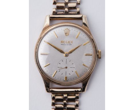 Rolex, a 9ct yellow gold gent's Rolex Precision, manual wind, bracelet stamped 375, letter d and has 306B etched underneath, 