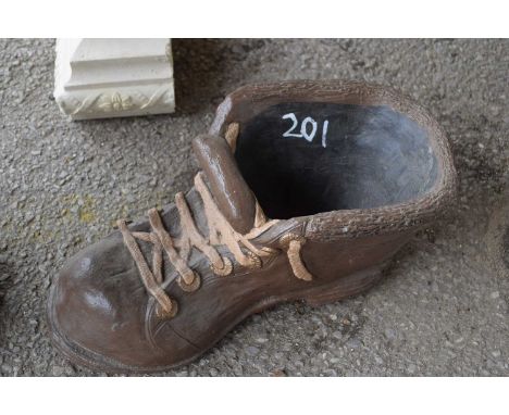 Composite garden planter formed as a boot, width 45cm
