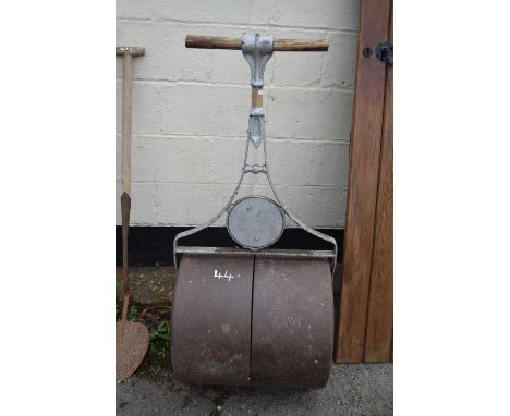 Metal garden roller, height 125cm, total width approx 58cm