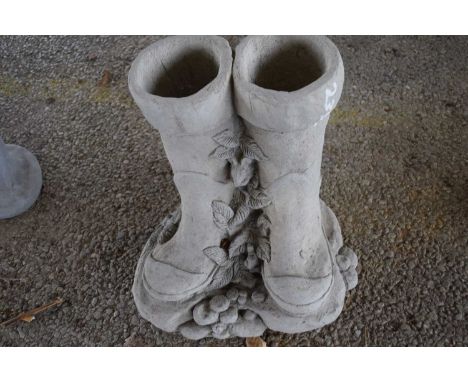 Composite garden planter formed as a Wellington boot, height 30cm
