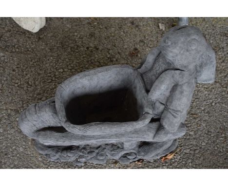 Composite garden planter - rabbit with a wheelbarrow, width approx 45cm