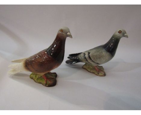 Two Beswick Pigeons in blue gloss and red gloss, model no's 1383B