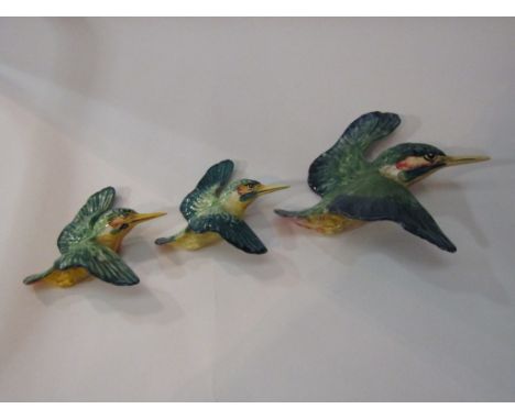 A Beswick wall plaque Kingfisher, model no. 729/1 (restored) together with two Beswick Kingfisher wall plaques, model no's 72