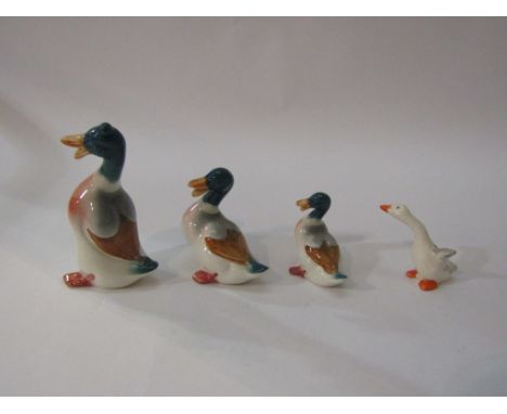 Three Beswick Ducks, large, medium and small, model no's 919A, 919B and 919C, together with a Beswick Gosling, model no. 822
