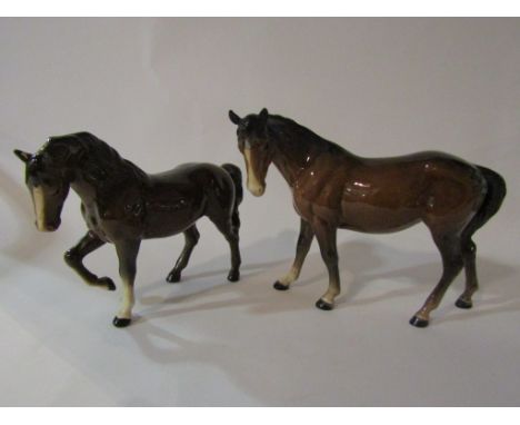 A Beswick Mare (facing left) in brown gloss, model no. 976 and a Beswick Stocky Jogging Mare in brown gloss, (3rd version) mo