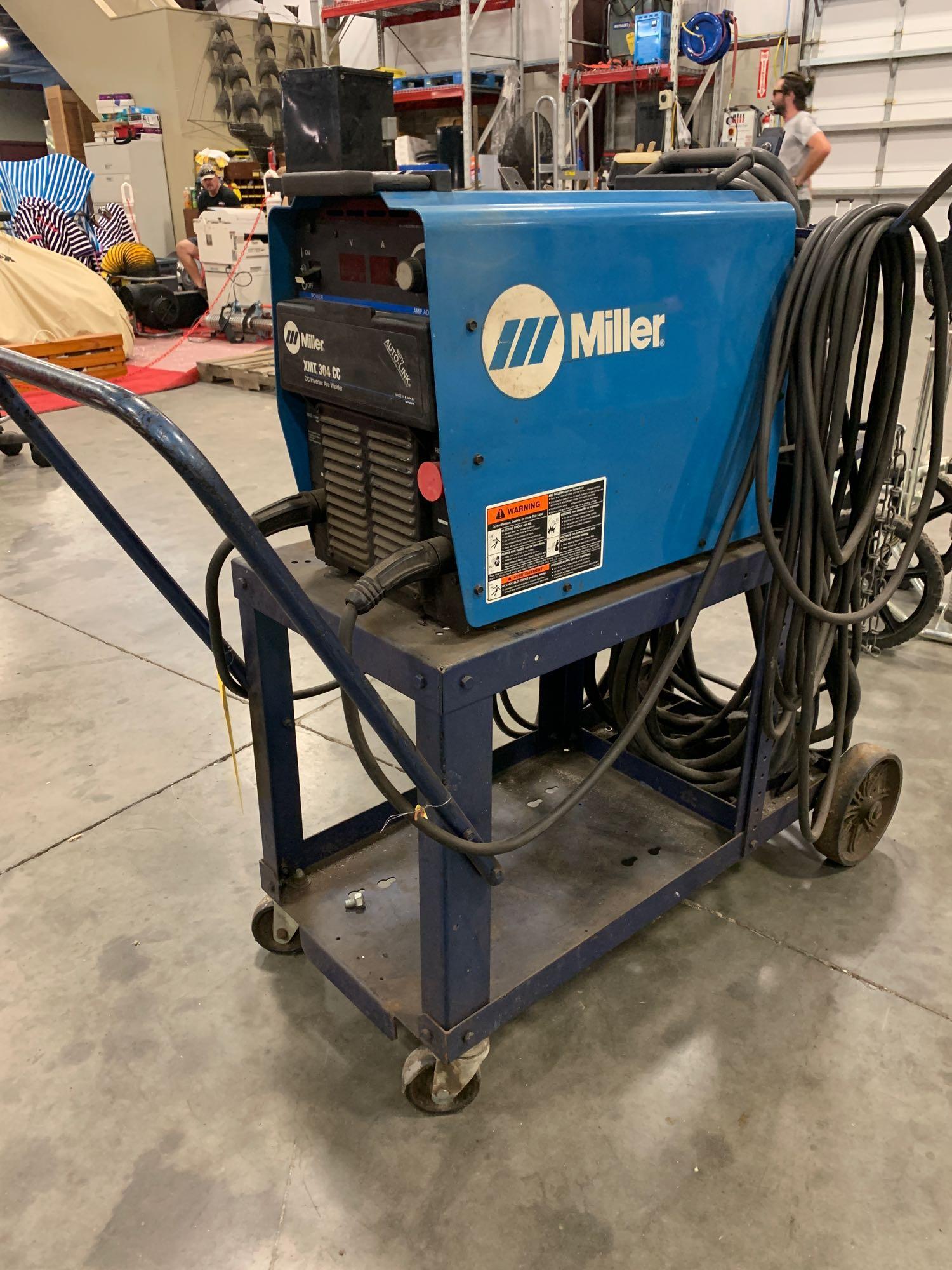 MILLER XMT 304 CC, DC INVERTER ARC WELDER, AUTOLINK, WELDER CART, LEADS AND CABLES, RUNS AND OPE