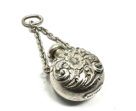 Vintage silver Chatelaine scent bottle marked sterling measures approx 5.5cm drop to top of chain 