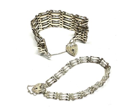 2 vintage silver gate bracelets weight 34g 