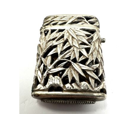 Antique chinese silver wang hing match striker / vesta case 