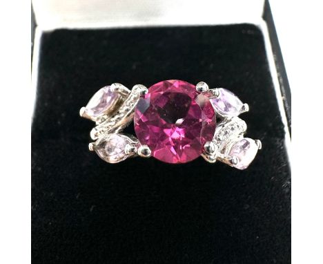 Gemporia Pink Topaz Ring with Rose De France Amethyst in Sterling Silver 3.24cts with c.o.a 