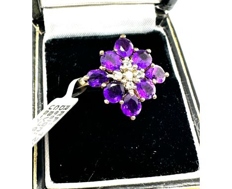 Silver amethyst &amp; w/topaz dress ring 