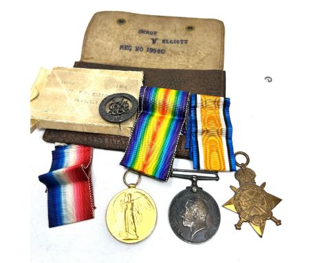 WW1 medal group boxed with wallet &amp; wound badge durham light infantry original ribbons 
