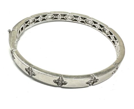 Silver &amp; cz gemstone bangle weight 27g 