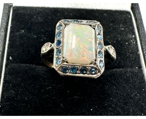 Vintage 9ct gold &amp; silver opal &amp; gemstone set ring 