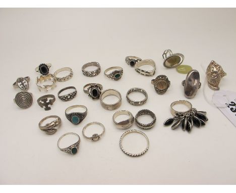 A Collection of Assorted "925" and Other Dress Rings, (finger sizes noted N/O/Q/V). 