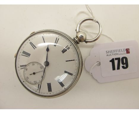 A Hallmarked Silver Cased Openface Pocketwatch, the white dial with black Roman numerals and seconds subsidiary dial, the mov