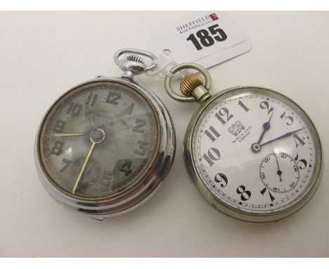 Military Interest - Minck Ltd Lahore; An Openface Pocketwatch, the signed dial with bold black Arabic numerals and seconds su