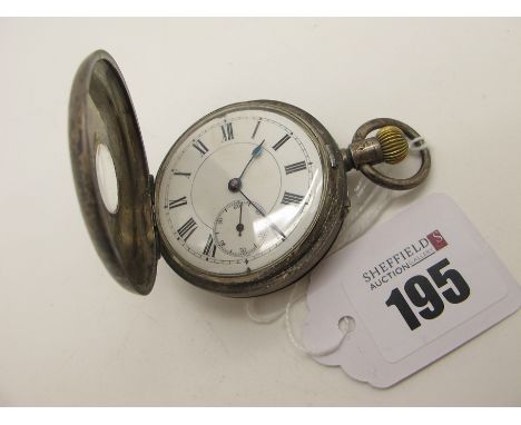 A Half Hunter Cased Pocketwatch, the white dial with black Roman numerals and seconds subsidiary dial, the movement cover eng