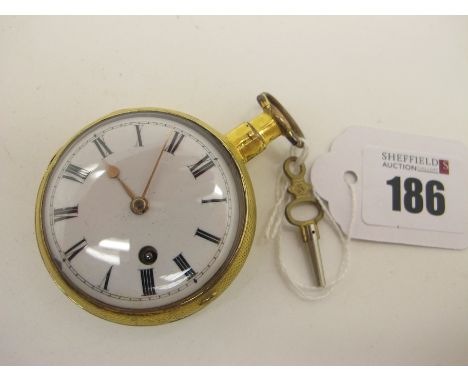 A c.Early XIX Century Openface Pocketwatch, the white dial with black Roman numerals, the highly decorative movement signed "