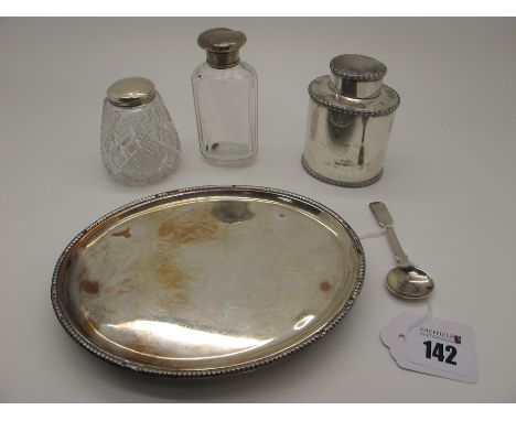 A Hallmarked Silver Fiddle Pattern Salt Spoon, JW, Birmingham 1821, initialled (damaged); together with a small XIX Century p