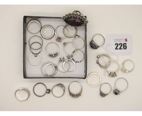 A Collection of Assorted "925" and Other Dress Rings, all with inset highlights (some stones missing) (finger sizes noted K/M