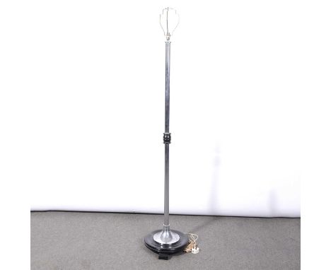 Art Deco style chrome and ebonised standard lamp, height 162cm.